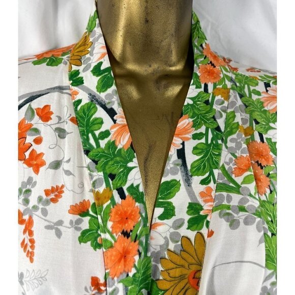 Cheerful Vintage 60s Springtime Daisies Yukata Kimono - up to 44" Hips - Picture 3 of 8